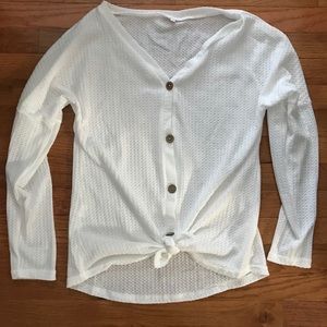 White waffle tie shirt NWOT